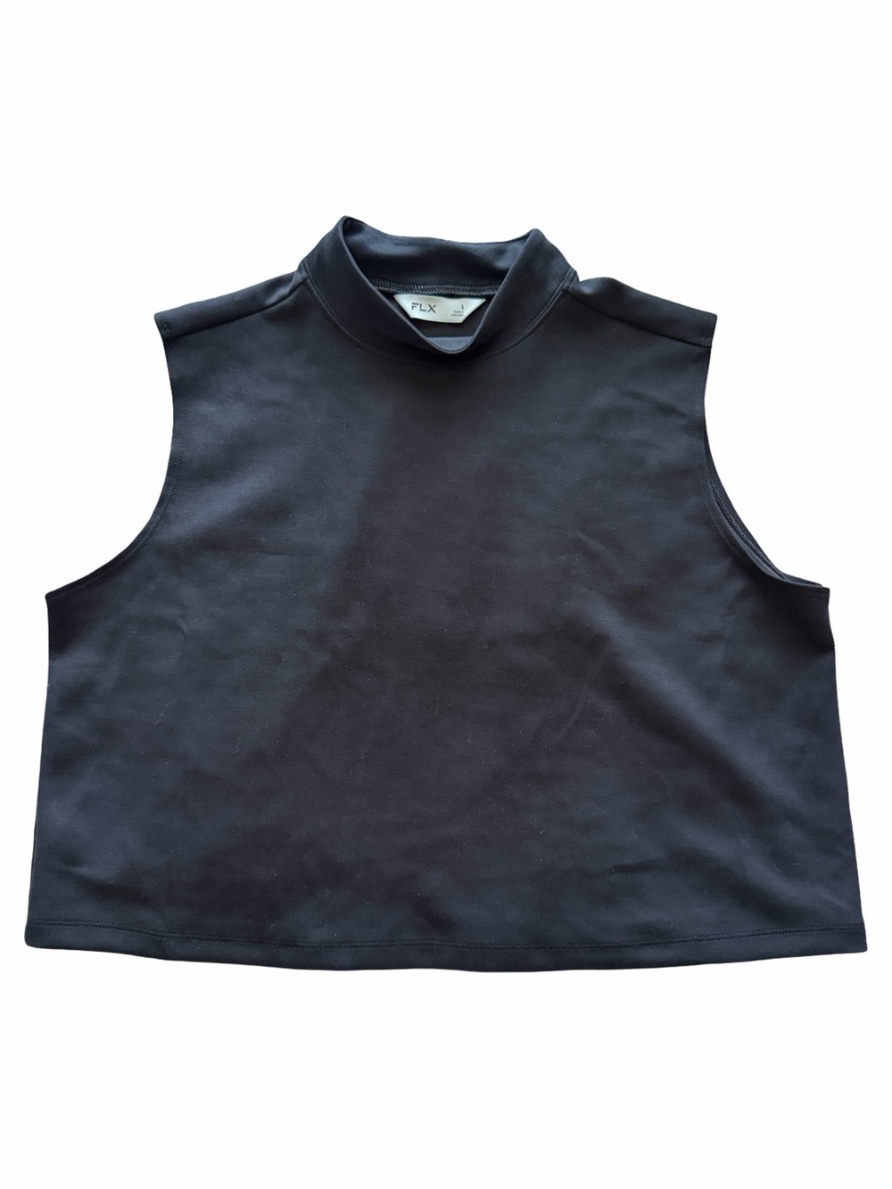 Sleeveless Mock Neck Crop Tank Top - Black